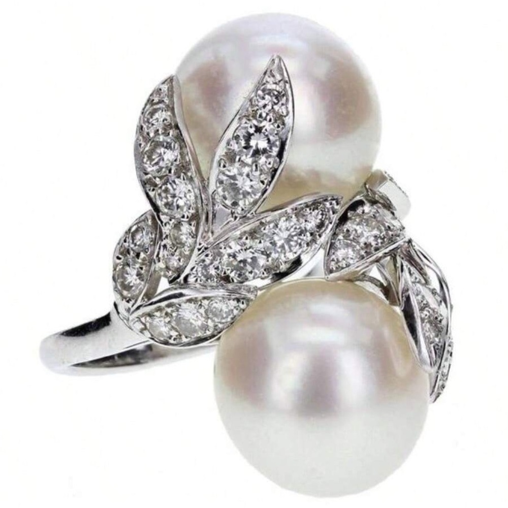 14k Gold Plated Vintage Women's Pearl Ring Freshwater Pearl